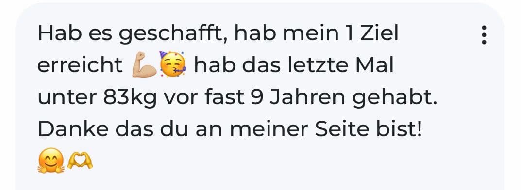 Kundinnennachricht über das erste Gewicht unter 83 Kilogramm seit neun Jahren